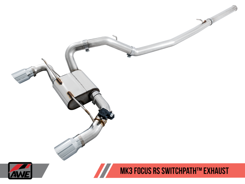 AWE Tuning Ford Focus RS SwitchPath Cat-back Exhaust - Chrome Silver Tips-thumbmail-3