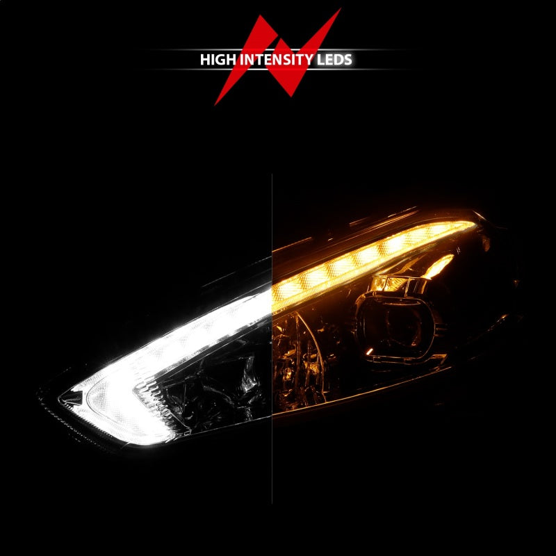 ANZO 15-18 Ford Focus Projector Headlights - w/ Light Bar Switchback Black Housing-thumbmail-12