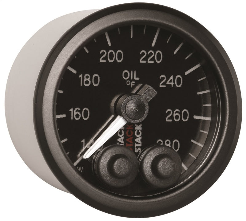 Autometer Stack Instruments 52mm 140-280 Deg F 1/8in NPTF Male Pro Control Oil Temp Gauge - Black-thumbmail-2