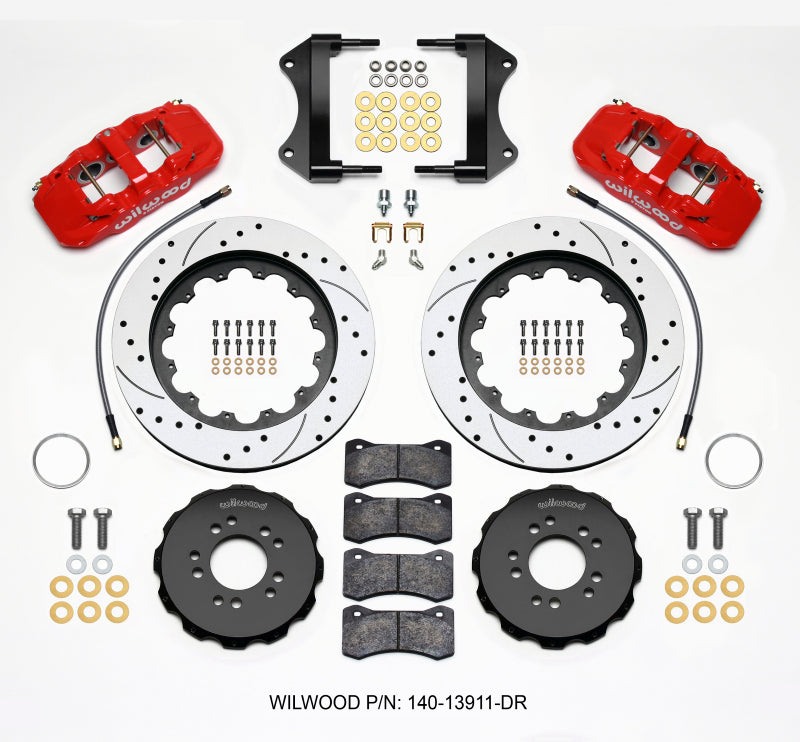 Wilwood AERO6 Front Hat Kit 15.00 Drilled Red 2014-up Corvette C7 w/Lines-thumbmail-1