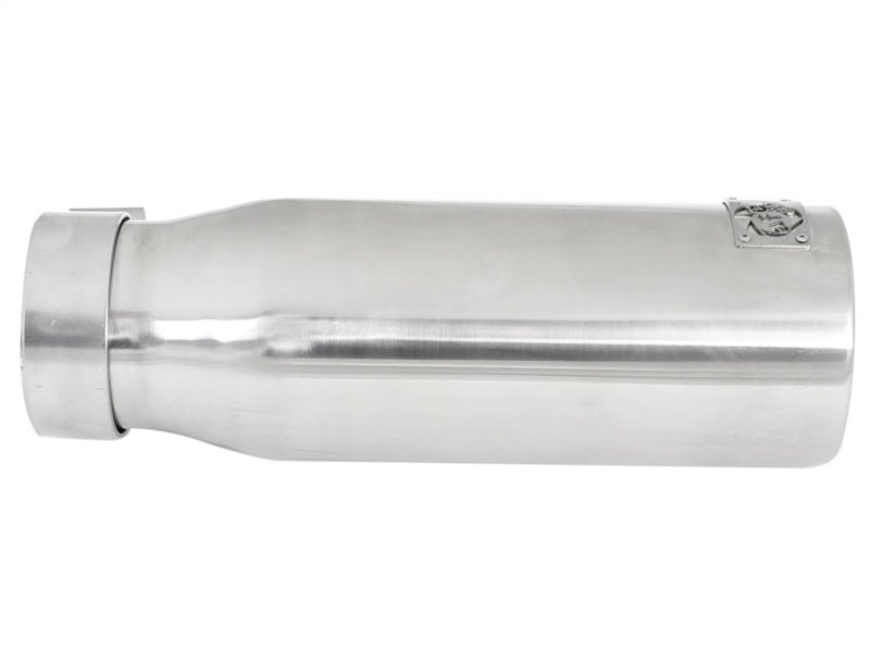 aFe MACH Force-XP 304 SS Sing Wall Pol Exh Tip Univ Exit 3in Inlet x 4in Outlet x 12in L - Clamp On-thumbmail-6