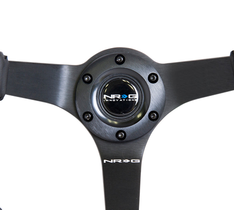 NRG Reinforced Steering Wheel (350mm / 3in. Deep) Bk Leather w/Bk BBall Stitch (Odi Bakchis Edition)-thumbmail-4