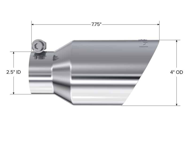 MBRP Universal Tip 4in O.D. Dual Wall Angled 2.5in inlet 8in length T304-thumbmail-4