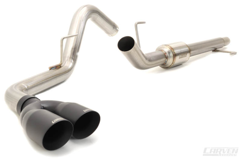 Carven 15-20 Ford F-150 5.0L Competitor Series Cat-Back w/R-Series Muf. & 4in. Dual Tip - Black-thumbmail-2