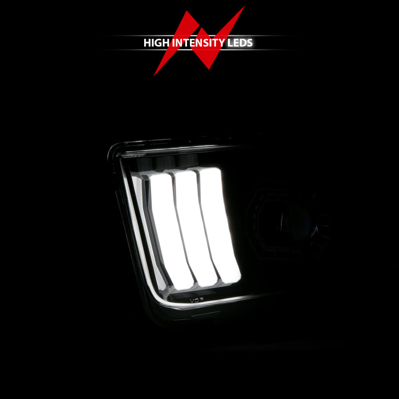 ANZO 05-09 Ford Mustang (w/Factory Halogen HL Only) Projector Headlights w/Light Bar Black Housing-thumbmail-6