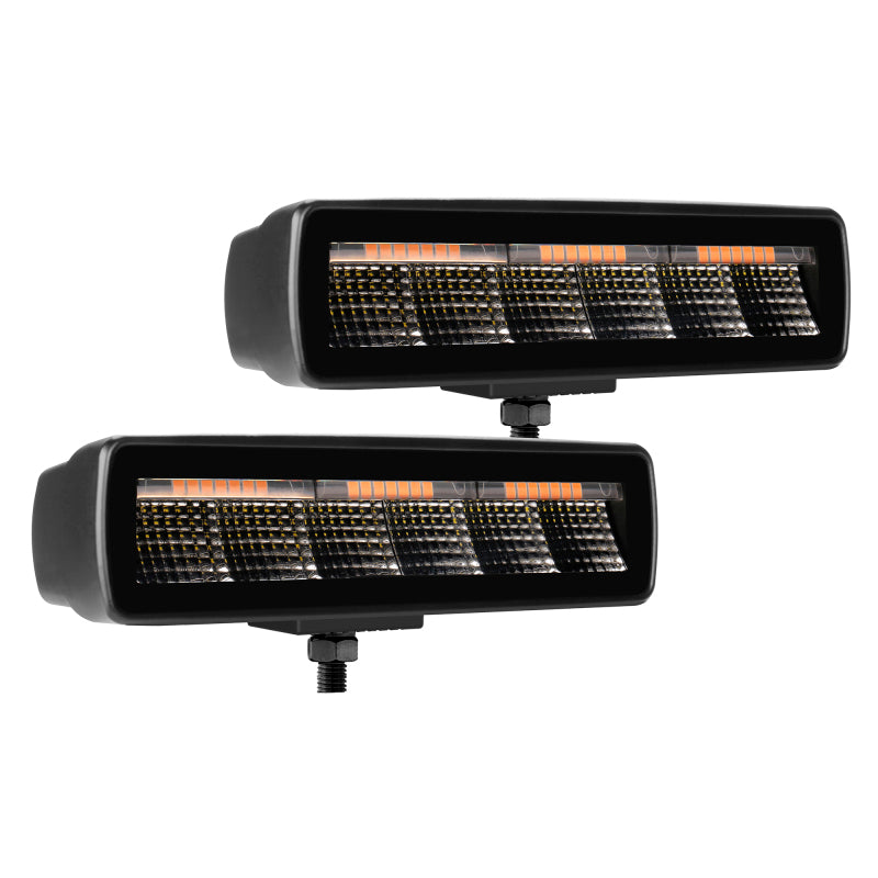 Go Rhino Xplor Blackout Combo Series Sixline LED Flood Lights w/Amber (Surface Mount) - Blk (Pair)-thumbmail-10