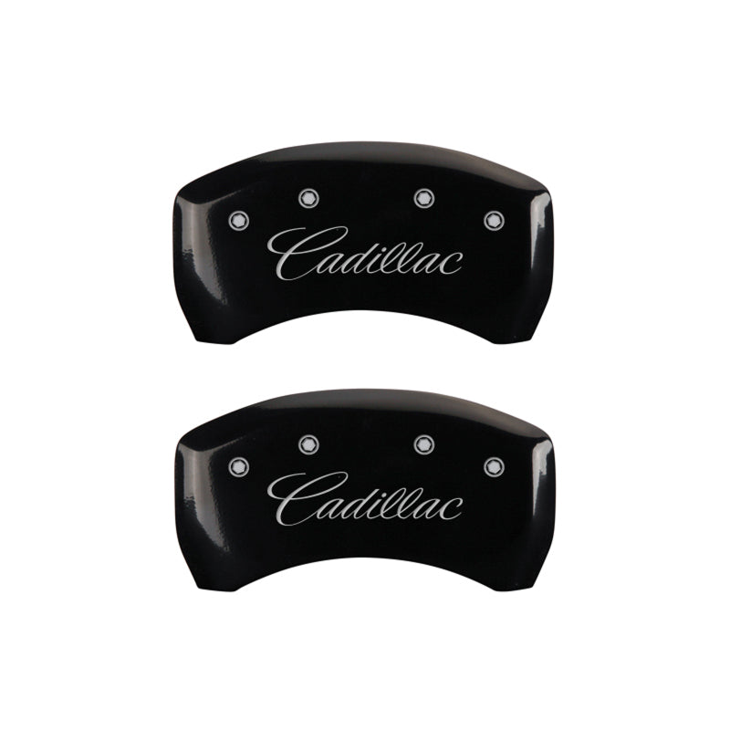 MGP 4 Caliper Covers Engraved Front & Rear Cursive/Cadillac Black finish silver ch-thumbmail-5