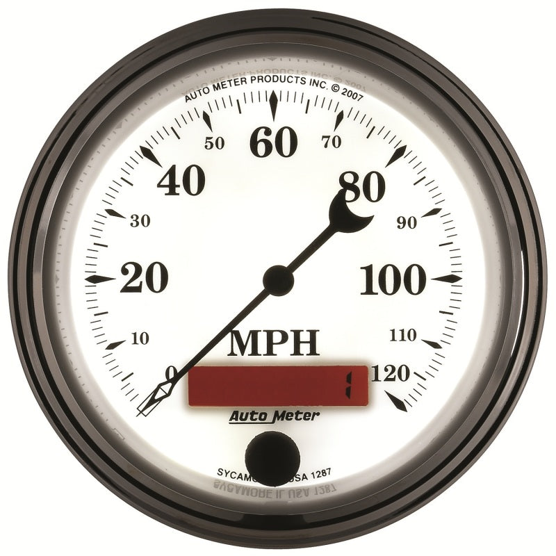 AutoMeter Gauge Speedometer 3-3/8in. 120MPH Elec. Prog. W/ Lcd Odo Old Tyme Wht II-thumbmail-5