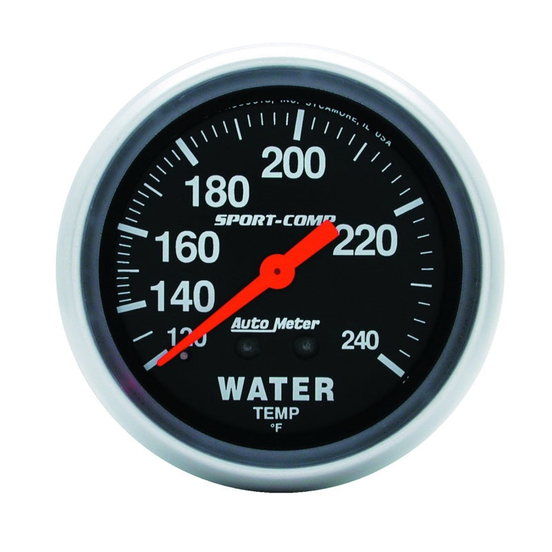 Autometer Sport-Comp 2-5/8in 120-240 F Mechanical Water Temp Gauge 12ft Tubing-thumbmail-1