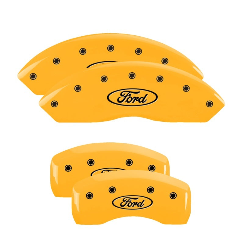 MGP 4 Caliper Covers Engraved Front & Rear Oval Logo/Ford Yellow Finish Black Char 2009 Ford Edge-thumbmail-2