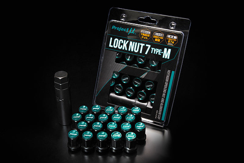 Project Mu Super Lock 7 M-Type Lock Nut M12 x 1.5 - Black / Green Cap (Special Order No Cancel)-thumbmail-1