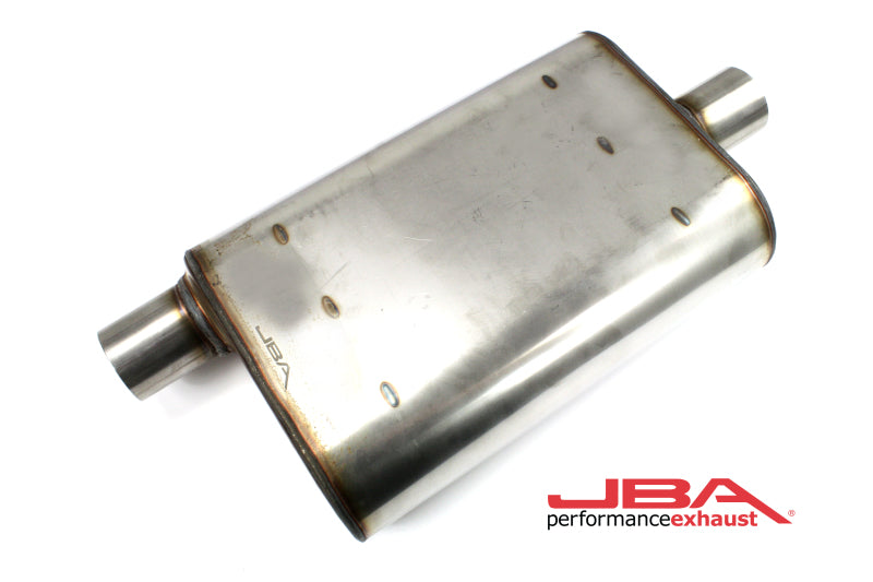 JBA Universal Chambered Style 304SS Muffler 13x9.75x4 2.5in Inlet Diameter Offset/Center-thumbmail-2