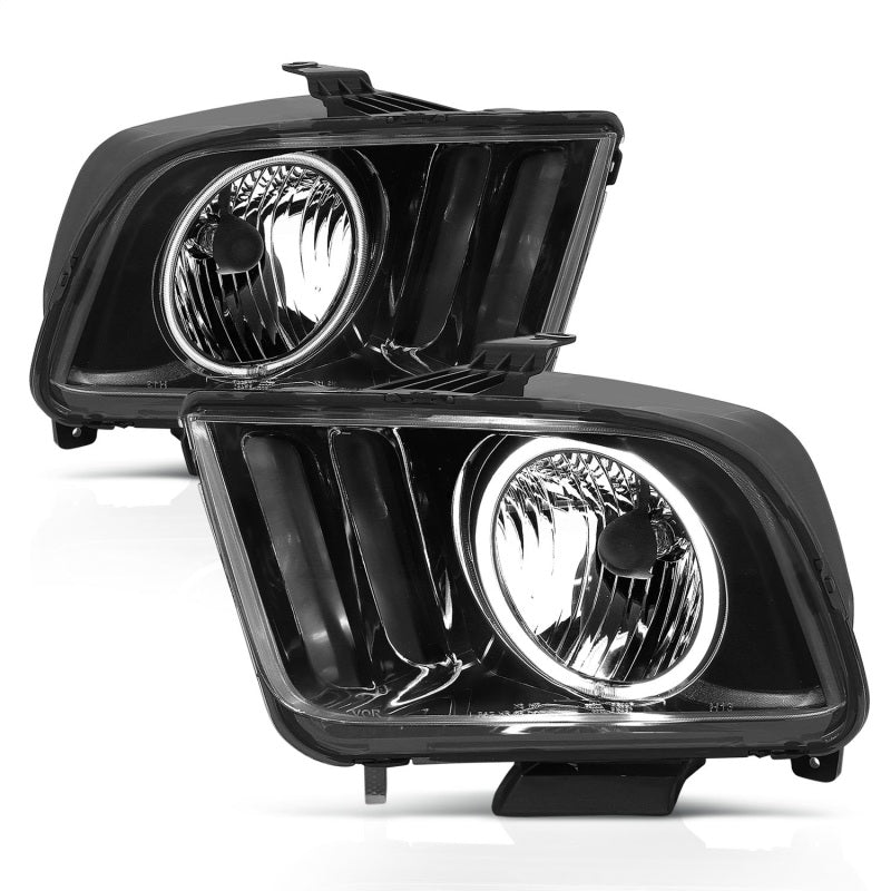 ANZO 2005-2009 Ford Mustang Crystal Headlights w/ Halo Black (CCFL)-thumbmail-12