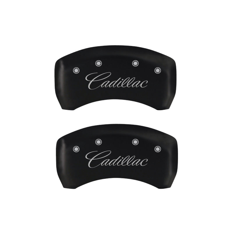 MGP 4 Caliper Covers Engraved Front & Rear Cursive/Cadillac Red finish silver ch-thumbmail-5