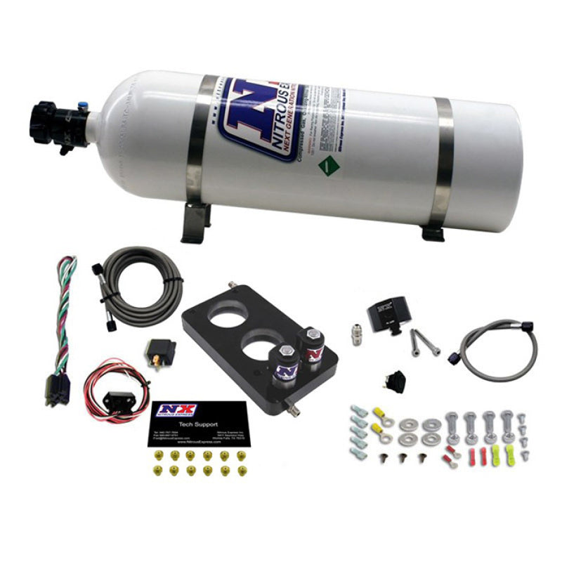 Nitrous Express 05-10 Ford Mustang 4.6L 3 Valve Nitrous Plate Kit (50-150HP) w/15lb Bottle-thumbmail-2