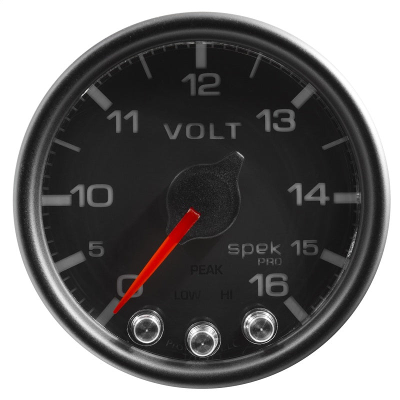Autometer Spek-Pro Gauge Voltmeter 2 1/16in 16V Stepper Motor W/Peak & Warn Blk/Blk-thumbmail-2