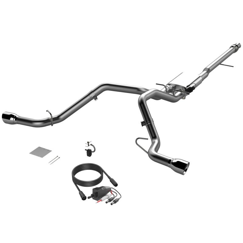 QTP 14-18 Chevy Silverado 1500 4.8L/5.3L EC/CC SB 304SS Scrmr Cat-Back Rear Split Exit w/4.5in Tips-thumbmail-4