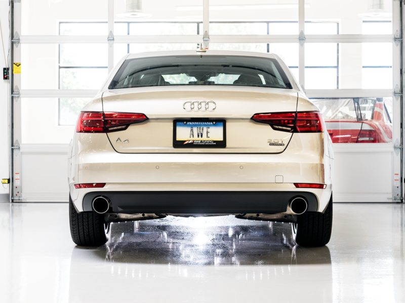 AWE Tuning Audi B9 A4 Touring Edition Exhaust Dual Outlet - Chrome Silver Tips (Includes DP)-thumbmail-12