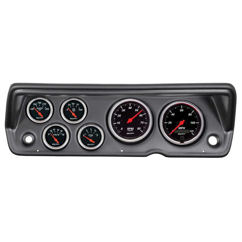 Autometer Designer Black 70-76 Duster/Demon/Dart Dash Kit 6pc Tach / MPH / Fuel / Oil / WTMP / Volt-thumbmail-1