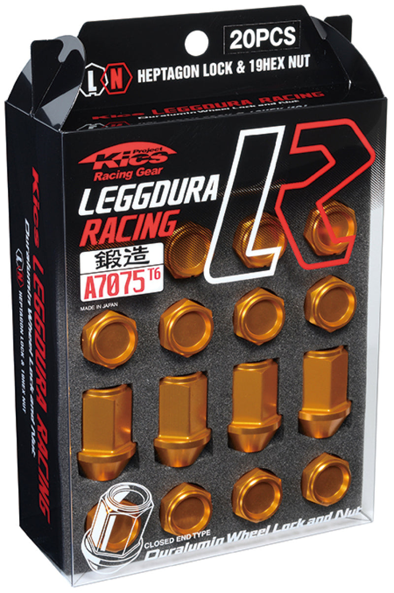 Project Kics 12x1.25 Leggdura Racing Lug Nuts - Yellow Gold w/Laser Logo (20 Pcs)-thumbmail-2