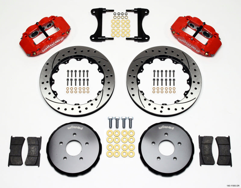 Wilwood Narrow Superlite 6R Front Hat Kit 13.06in Drill Red Nissan 370Z/Fiti G37-thumbmail-1