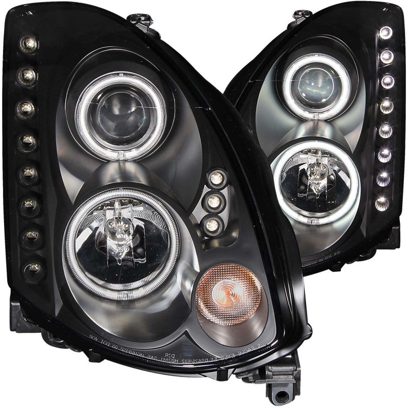 ANZO 2003-2007 Infiniti G35 Projector Headlights w/ Halo Black (CCFL) (HID Compatible)-thumbmail-2