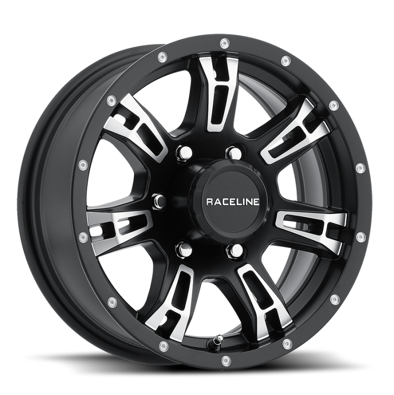 Raceline 840 Arsenal 16x6in / 6x139.7 BP / 0mm Offset / 4.25mm Bore - Black & Machined Wheel-thumbmail-1