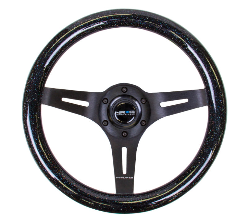 NRG Classic Wood Grain Steering Wheel (310mm) Black Sparkle w/Blk 3-Spoke Center-thumbmail-3