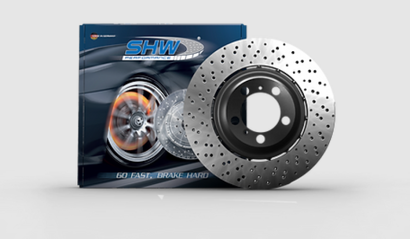 SHW 17-19 Audi RS3 2.5L Front Drilled-Dimpled Lightweight Brake Rotor