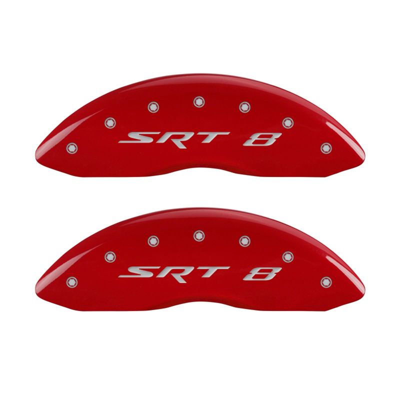 MGP 4 Caliper Covers Engraved Front & Rear SRT8 Red finish silver ch-thumbmail-3