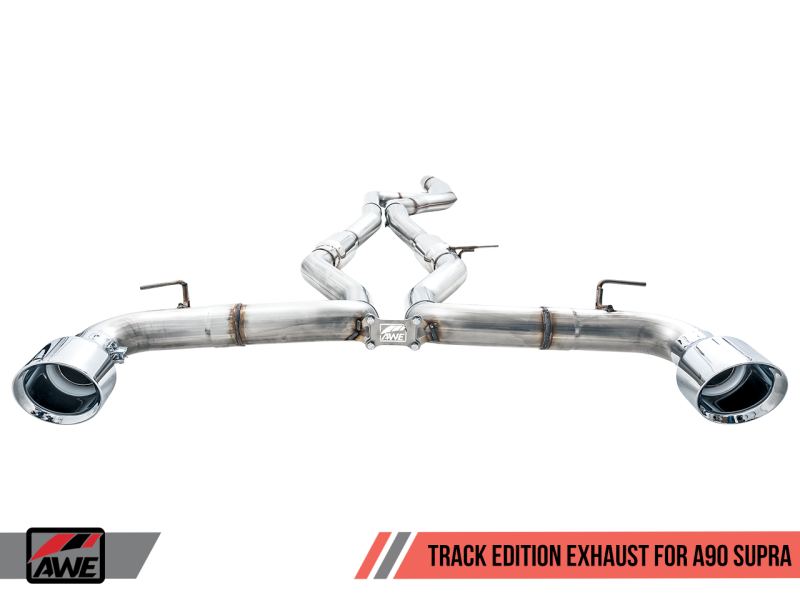 AWE Tuning 2020 Toyota Supra A90 Track Edition Exhaust - 5in Chrome Silver Tips-thumbmail-9