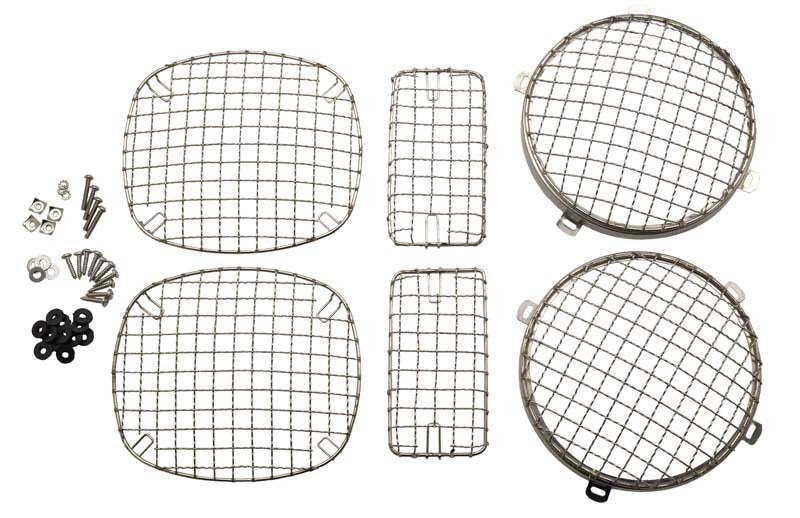 Kentrol 97-06 Jeep Wrangler TJ Wire Mesh Guard Set 6 Pieces - Polished Silver-thumbmail-1