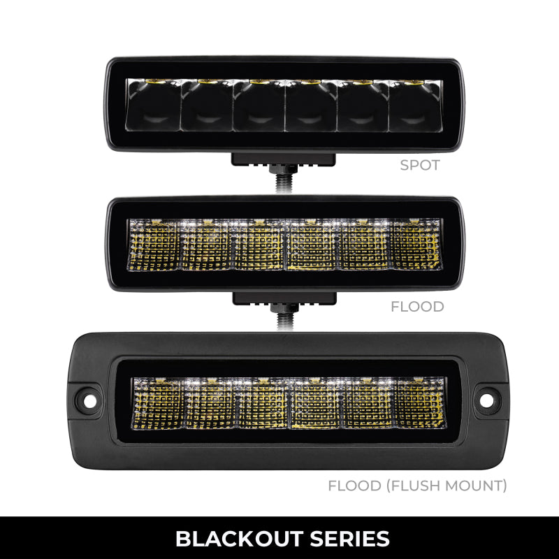 Go Rhino Xplor Blackout Series Sixline LED Flood Light Kit (Flush Mount) - Blk (Pair)-thumbmail-3
