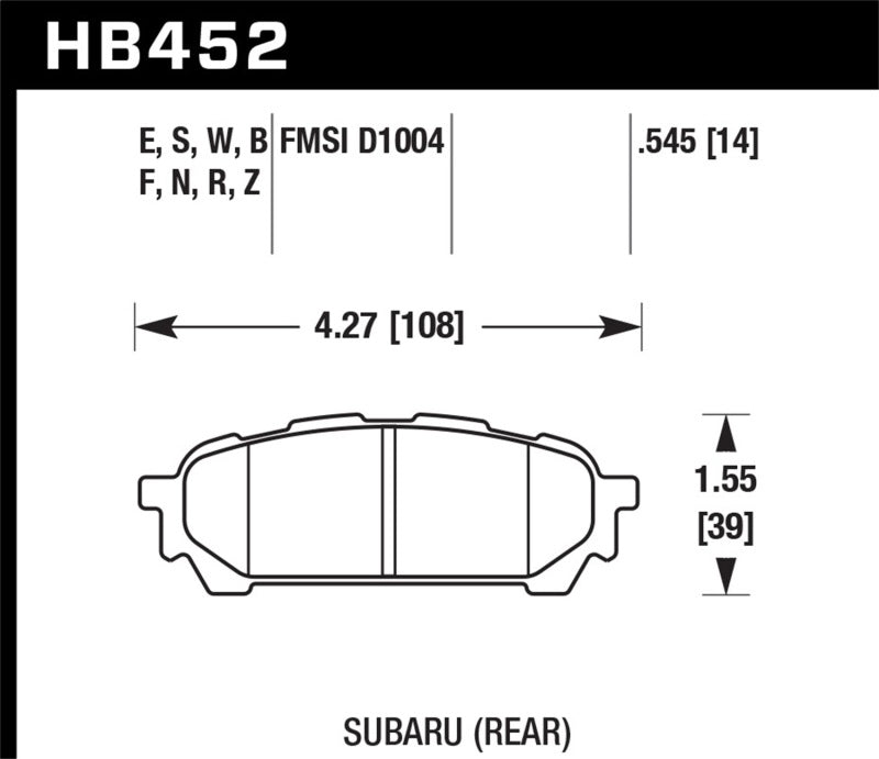 Hawk 2006-2006 Saab 9-2X 2.5i HPS 5.0 Rear Brake Pads-thumbmail-5