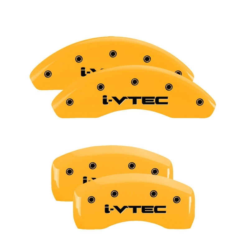 MGP 4 Caliper Covers Engraved Front & Rear Vtech Yellow Finish Black Char 2007 Honda Accord-thumbmail-3
