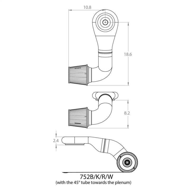 Spectre Plenum Kit Low w/Driver Side 45/90 Degree Tube-thumbmail-6