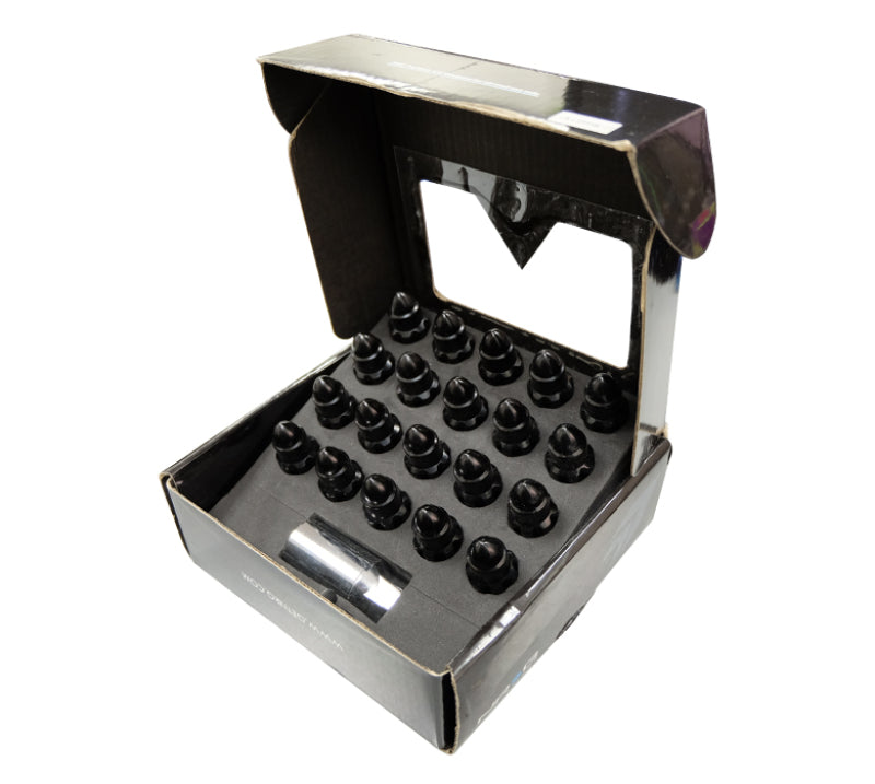 NRG 500 Series M12 X 1.5 Bullet Shape Steel Lug Nut Set - 21 Pc w/Lock Key - Black-thumbmail-10