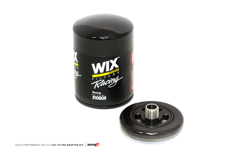 AMS Performance 2009+ Nissan GT-R R35 Alpha CNC Billet Oil Filter Adapter w/Race Filter-thumbmail-2