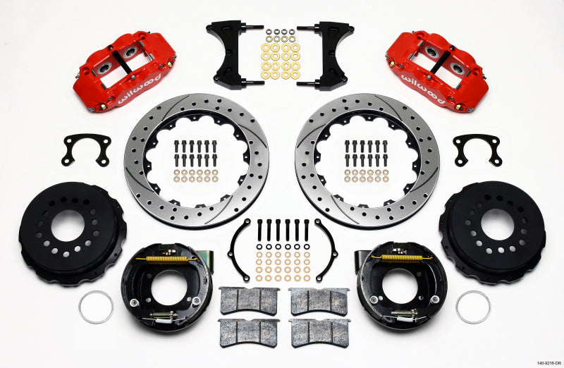 Wilwood Narrow Superlite 4R Rear P-Brk Kit 12.88in Drilled Red Small Ford 2.66in Offset-thumbmail-1