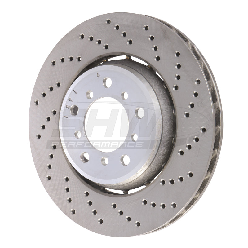 SHW 01-06 BMW M3 3.2L Right Front Cross-Drilled Lightweight Brake Rotor (European Model)-thumbmail-2