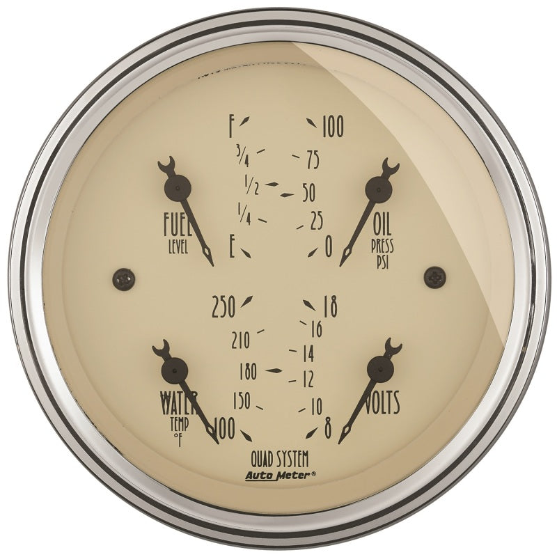 AutoMeter Gauge Quad 3-3/8in. 240 Ohm(e) to 33 Ohm(f) Elec Antique Beige-thumbmail-1