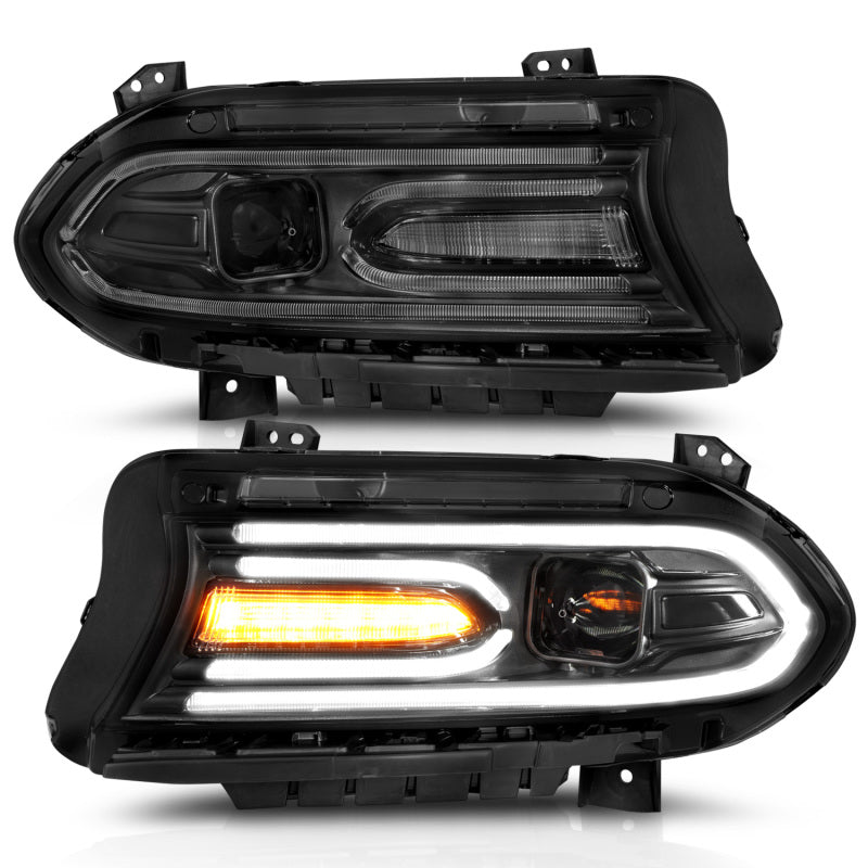 ANZO 2015-2018 Dodge Charger Projector Headlights Plank Style Black-thumbmail-8
