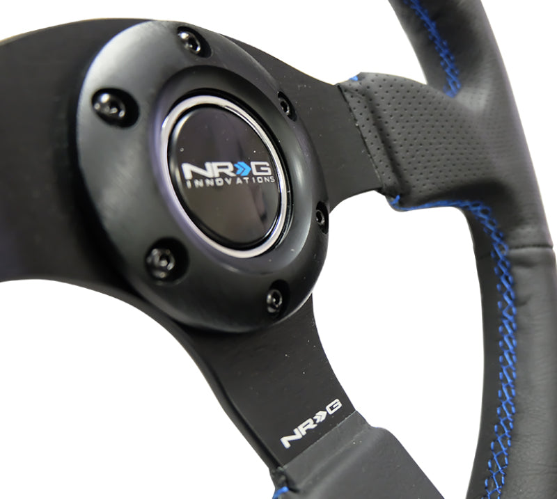 NRG Reinforced Steering Wheel (320mm) Black Leather w/Blue Stitching-thumbmail-3