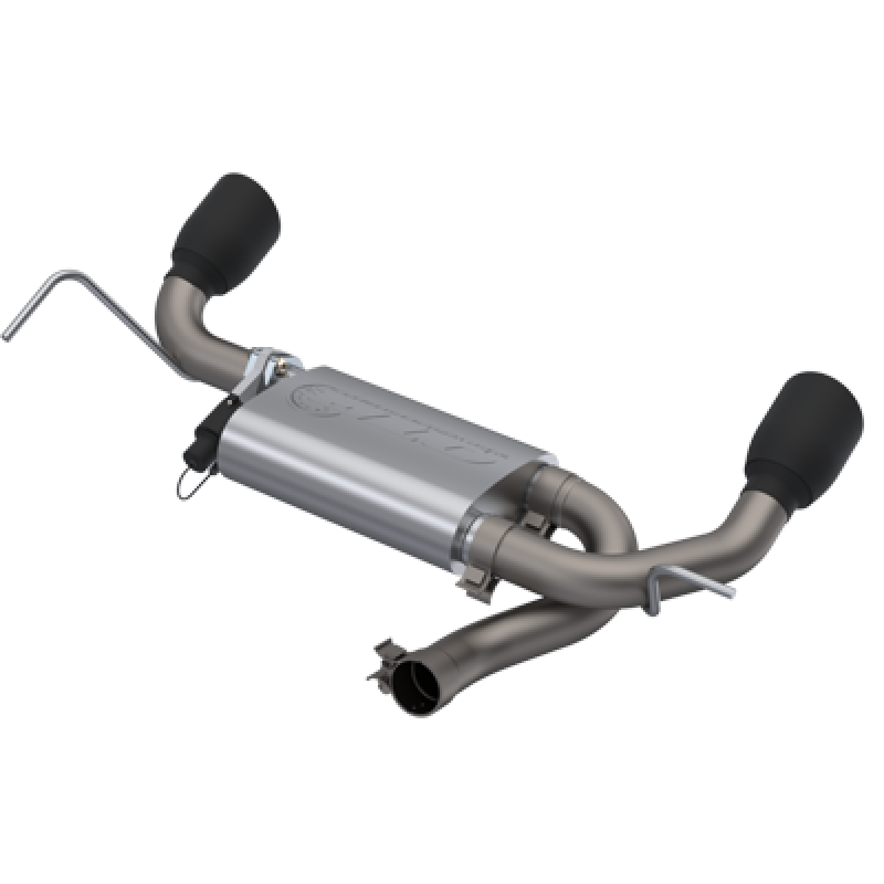 QTP 07-18 Jeep Wrangler 3.6L/3.8L 304SS Screamer Axle Back Exhaust w/4in Black Tips-thumbmail-3