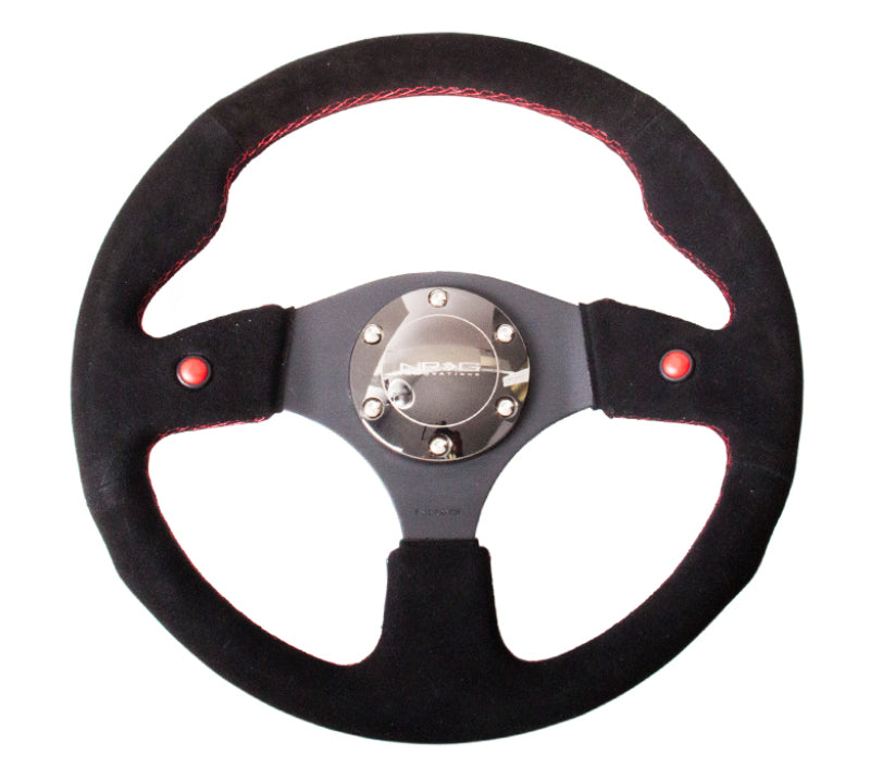 NRG Reinforced Steering Wheel (320mm) Blk Suede w/Dual Buttons-thumbmail-3