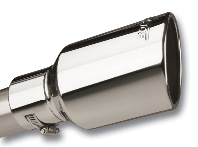 Borla Universal Polished Tip Single Round Rolled Angle-Cut w/Clamp (inlet 2 1/2in. Outlet 4 x 4in) *-thumbmail-2