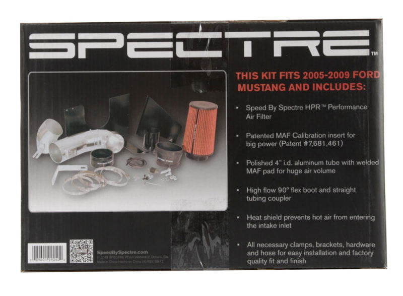 Spectre 05-09 Ford Mustang GT V8-4.6L F/I Air Intake Kit - Polished w/Red Filter-thumbmail-10
