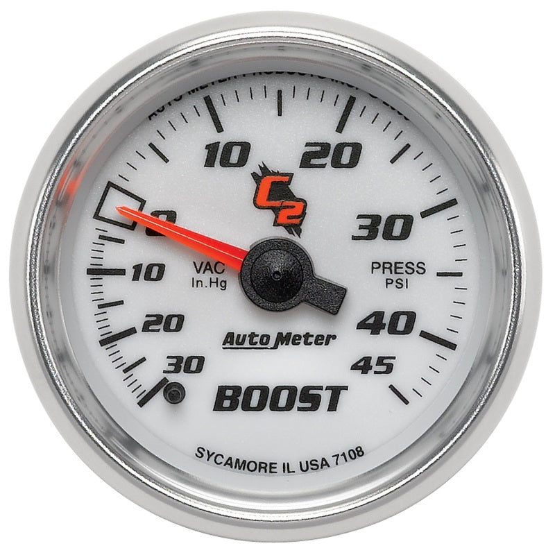 Autometer C2 52mm 30 In Hg-Vac/45 PSI Mechanical Vacuum/Boost Gauge-thumbmail-1