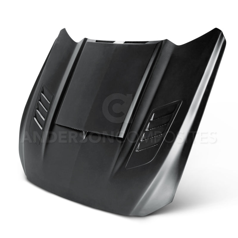 Anderson Composites 15-16 Ford Mustang (Excl. GT350/GT350R) Ram Air Fiberglass Hood-thumbmail-1
