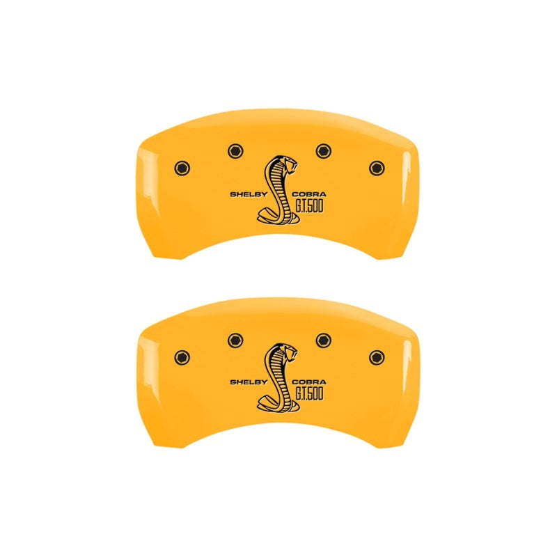 MGP Rear set 2 Caliper Covers Engraved Rear GT500 Shelby & Cobra Yellow finish black ch-thumbmail-2